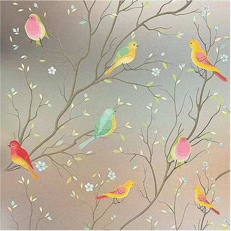 Film décoratif pour vitres effet vitrail coloré, statique sans colle, anti-UV – 45 × 200 cm (1/5)