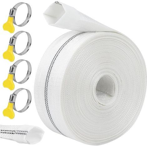 Tuyau Refoulement 1 1/2" Tuyau Plat Tuyau En Tissu 38mm 20m Avec 4 Clips pour Pompes à Eau Submersibles Et Autres Bassin De Drainage Irrigation De Jardin Bain à Remous Piscine Ou Puisard (1/5)