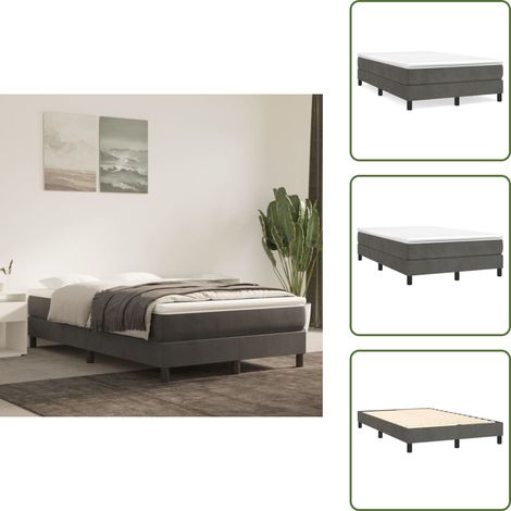 Materasso con molle insacchettate - vidaXL Giroletto a Molle con Materasso Grigio Scuro 120x200 cm Velluto - Letto in velluto