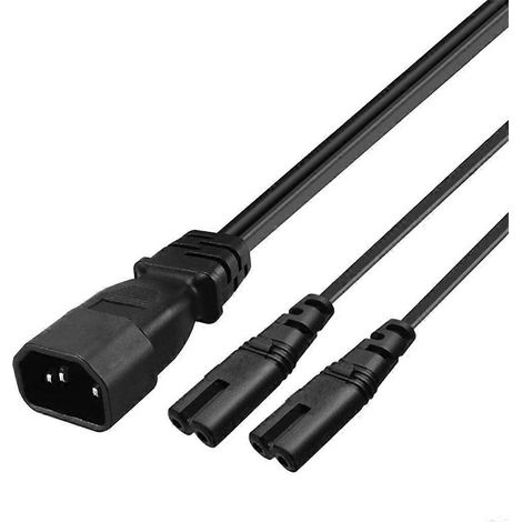 Câble d'alimentation PVC IEC320 C14 vers 2xC7, 32 cm, adaptateur répartiteur IEC14 vers C7 à 2 trous