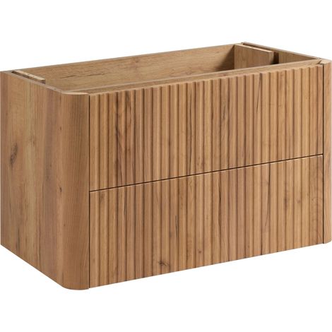 Meuble sous-vasque suspendu LINEA chêne craft d'or 80 cm (1/5)