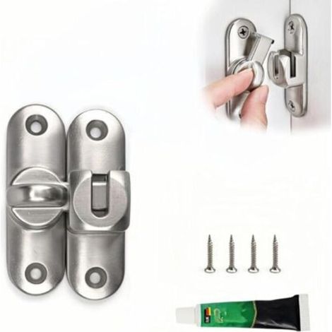 Verrou Porte Coulissante, 7.9 cm Alliage Zinc Loquet Porte Coulissante, 90° et 180° Verrou Portail Exterieur, Verrou Fenetre, avec Vis et Adhésif Sans Clous, pour Armoires, Portes, Fenêtres (1/5)