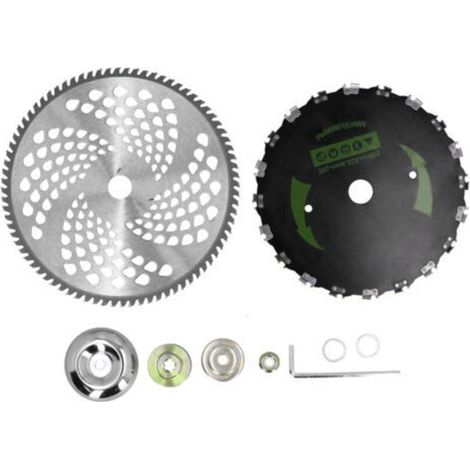 Accessoires Universels pour Coupe-Bordures et Tronçonneuse - Ensemble de Lames en Alliage 9" 20 Dents et 10" 80 Dents avec Pièces Détachées - Idéal pour Jardinage et Taille-Haies- (1/5)
