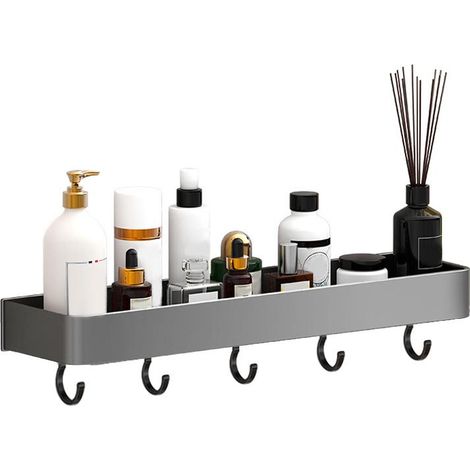 Étagères de rangement murales pour espace de salle de bain Support de rangement de douche en aluminium Etagère de rangement de salle de bain Gris 30 (1/5)