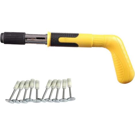 Rivet Gun Pistolet à clous en acier avec 10 pièces de clous ronds Outil encreur avec gants Clé à lunettes Bouchons d'oreille (Pistolet à riveter avec jeu de 10 clous ronds) (1/4)