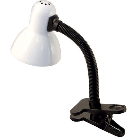 Tischlampe Weiß Mit Clip E27 Anschluss Charleston Modell