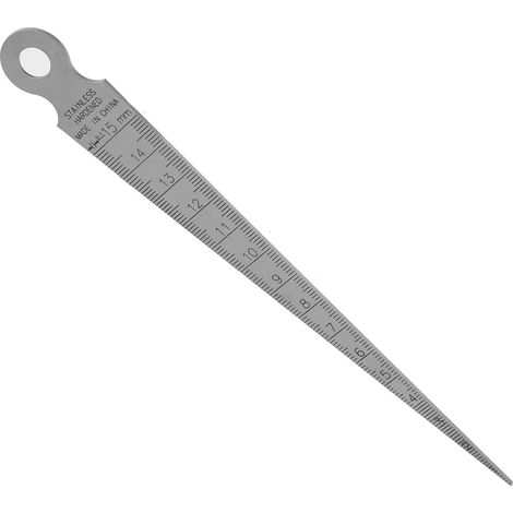 Calibre conique en acier inoxydable, jauge de soudage à coin, règle de mesure d'écartement et de perçage 1-15 mm (1/5)