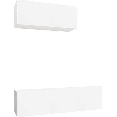 Conjunto de muebles mueble aparador TV televisión salón dormitorio salón 3 piezas blanco madera contrachapada 020024470