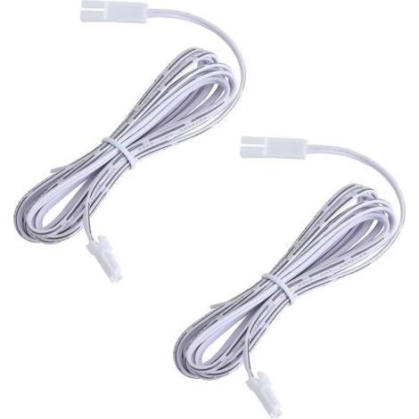 LED Extension Cable 2m White Pack of 2 - Connection Cable with Plug for LED Lighting 12V/24V - Flexible Durable and Universal for Kitchen, Ceiling Light, Cabinet, Home (1/5)