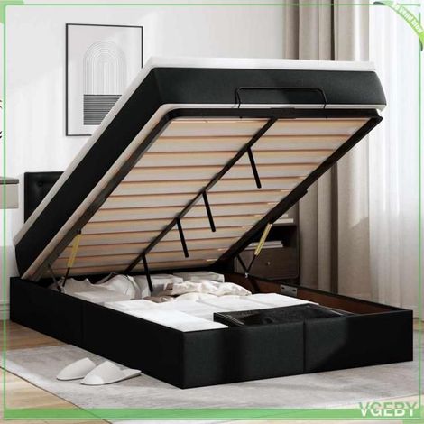 Cadre de lit ottoman avec matelas - Modèle 3311298 - Noir - Couchage 120x200 cm - Rangement hydraulique (1/5)