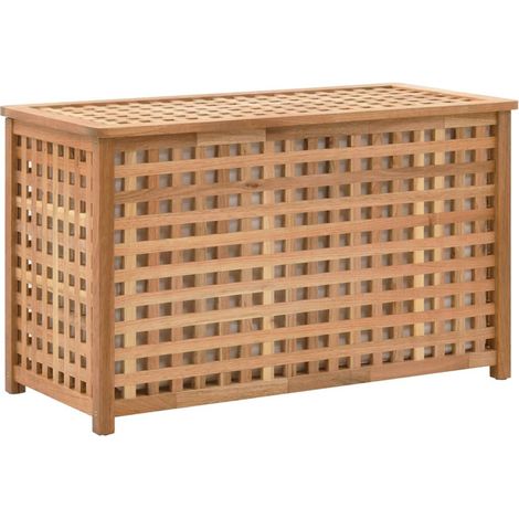 FIMEI Coffre de blanchisserie 77,5x37,5x46,5 cm Bois massif de noyer (1/5)