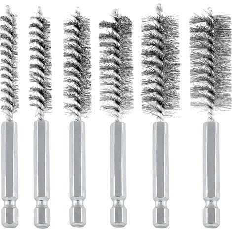 Lot6 Brosse en fil métallique,pinceau métallique pour perceuse Kit de pinceau sur alésage en métal Outil de nettoyage en acier inoxydable pour les intérieurs et tuyaux automobiles (1/5)