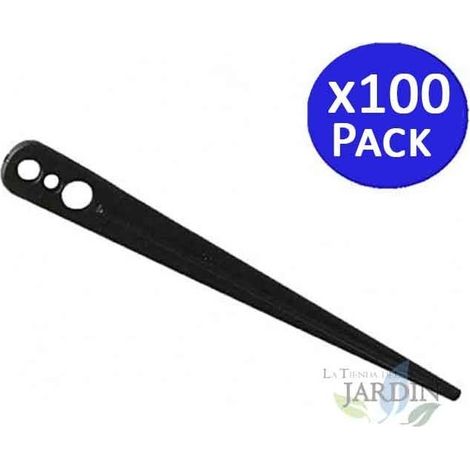Pack 100 Estacas riego por goteo microtubo 0 a 7mm, piqueta para fijar a la tierra (1/2)