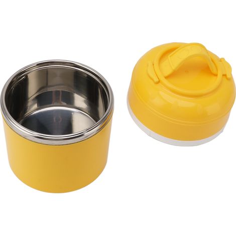 Boîte à lunch isotherme ronde portable en acier inoxydable avec poignée, idéale pour l'école et le bureau. (1/5)