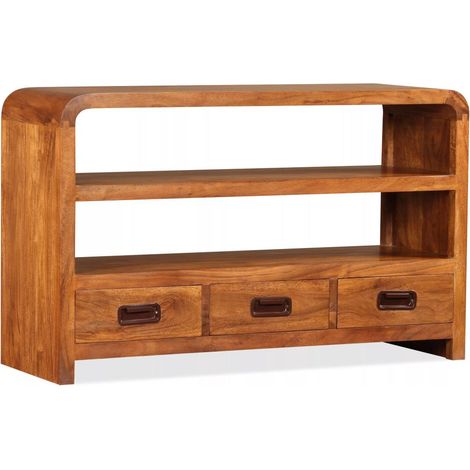 Mobile TV/credenza pratico e di design in legno massello con finitura sheesham 90 cm 2502165