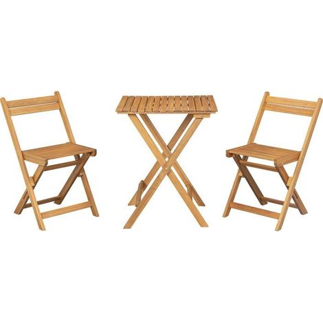 Bistroset aus FSC-Akazienholz - SAVANA - 1 quadratischer Tisch 60 x 60 cm und 2 klappbare Stühle - für 2 Personen (1/5)