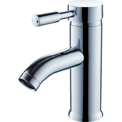 Badezimmerarmatur, weißer Waschbeckenhahn, hochwertiger Wasserhahn, Badezimmerarmatur, verschleißfest, Warm- und Kaltwasserhahn, Edelstahl, Silber