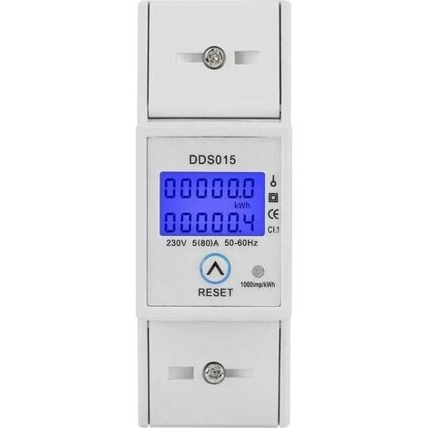 1 pièce 5-80A 230V 50Hz compteur d'énergie électrique monophasé rétroéclairage LCD, DDS015 compteur d'énergie électrique monté sur rail DIN, compteur d'énergie électrique Watt (1/4)