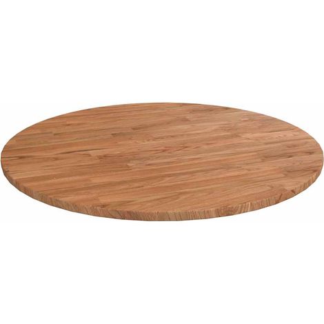 Plateau De Table Plan de travail - rond Marron clair Ø60x1,5 cm Bois chêne traité BV199930 - BonneVie (1/3)
