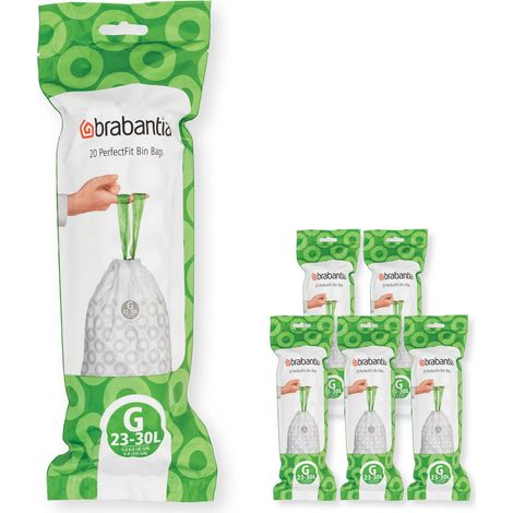 Brabantia Müllbeutel, Online Exlusive PerfectFit Beutel 23-30 L (G) Multipack 120Stk,6x20 Müllbeutel