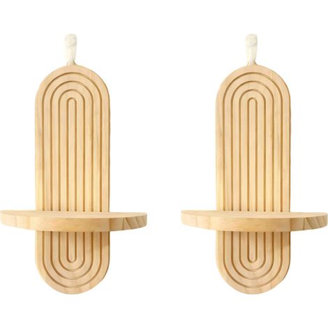 Étagère murale : Rotin et bois massif, style années 50 - Support pour plantes et rangement, idéal pour une entrée ou un salon (1/5)