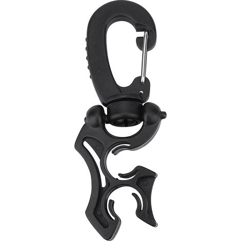 1 pièce mousqueton porte-tuyau basse pression double BCD plongée sous-marine extérieur avec clip crochet noir (1/5)
