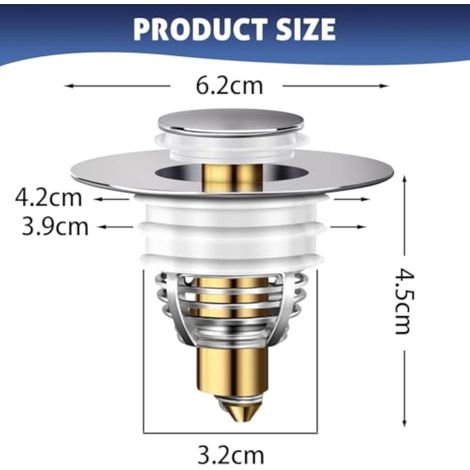 CCYKXA 2-teiliges Spülbecken-Abflussstopfen-Set, 32–42 mm Universal-Spülbeckenstopfen, beschleunigt den Abfluss ohne Verstopfung, Badewannenstopfen für Küchenspülen (1/5)
