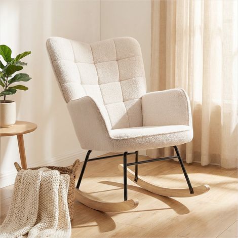 Fauteuil beige en revêtement bouclette 71 x 98 x 101 cm (1/5)