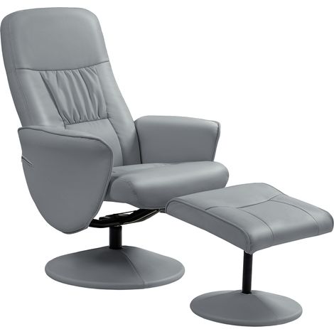 2-teiliges Sessel-Set Sessel mit Fußhocker Relaxsessel mit Fußhocker, höhenverstellbar, neigbare Rückenlehne, Hellgrau