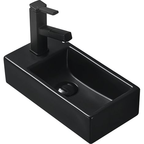 Mexen Inez lavabo sobre encimera derecho 41 x 21 cm, negro mate - 21484085R (1/2)
