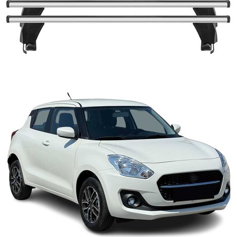 OMAC Dachträger Querträger Alu für Suzuki Swift III 2017-2024 – Abschließbar – T-Nut – City-Crash-getestet – Max. 50 kg Silber (1/5)