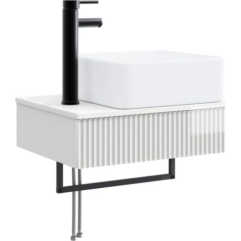 vidaXL Wall-Mounted Wash Basin High Gloss White 53 x 35 x 39 cm