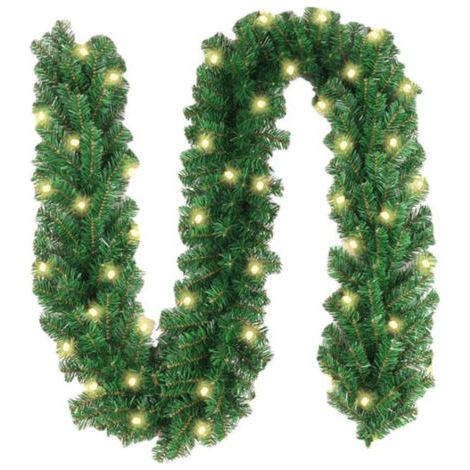Guirlande de Noël verte pour décorer cheminée, escaliers, fenêtres et autres espaces extérieurs et intérieurs