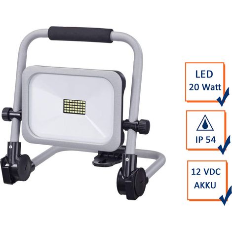 LED Baustrahler 20Watt tragbar, Akku & Netzteil 3 Stufen, klappbare Arbeitslampe (1/5)