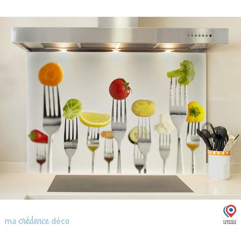 Fond de hotte : Fourchettes et aliments - Verre trempé - 90 cm - 60 cm (1/5)