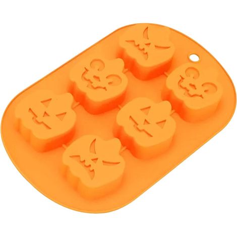 Moules à pâtisserie en silicone antiadhésifs de qualité alimentaire en forme de citrouille pour Halloween, parfaits pour la crème glacée au chocolat et autres gourmandises maison. (1/5)