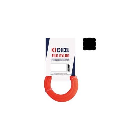FILO PER DECESPUGLIATORE IN NYLON QUADRO ARANCIO- - mm.2 in matassa da mt.15 - 4 pezzi EXCEL