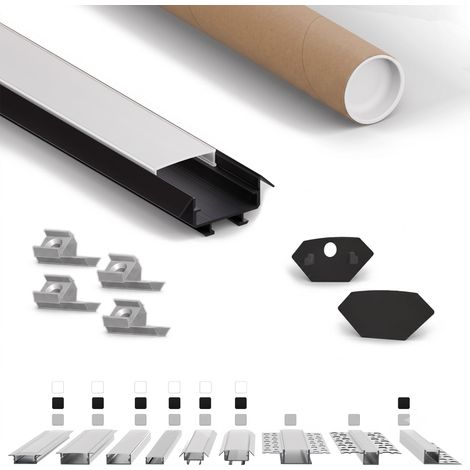 LED-Eckprofil ER4520 2 m Schwarz für LED-Streifen bis 18 mm inkl. milchiger Abdeckung (1/5)