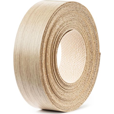 1x Bande de Chant Thermocollant 21mm x 5m Epaisseur 0,50mm Mélaminé Facile à Appliquer Bricolage Étagère Meuble Panneau Bois Durable, chêne lindberg (1/4)