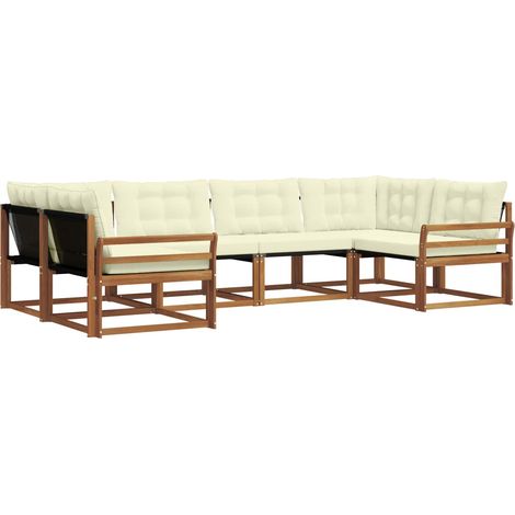 Conjunto de sofás de exterior 6 uds. Natural y Crema vidaXL (1/5)