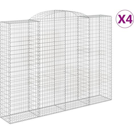 Paniers à gabions arqués 4 pcs  Mur en gabion 300x50x220/240 cm fer galvanisé