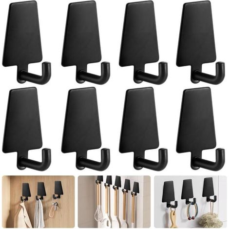 8Pcs Stainless Steel Self Adhesive Hooks, Heavy Duty Adhesive Hooks for Wall Door, Adhesive Coat Hooks, Bath Towel Hooks (1/5)