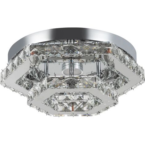 2 Tiers Crystal Ceiling Light, Modern Ceiling Mount Lamp Fixtures With Remote Control For Bedrooms, Dining rooms, Living rooms, Kitchens (1/5)