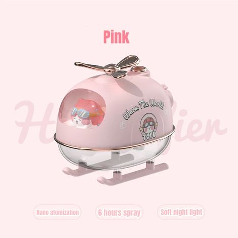 (Rose, USB) Humidificateur d'air et diffuseur d'arômes en forme d'hélicoptère avec lumière chaude (1/5)