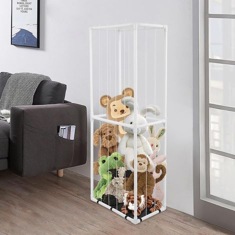 Stuffed Animal Storage Organizer, Zoo Soft Toy Display Shelf, Save Space Floor Standing Plush Toys Storage Cage for Kids Room, Playroom, Nursery, living Room, 60x35x160cm White (1/5)