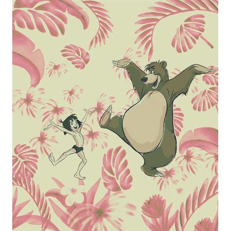 Papier Peint Intissé - Le Livre de la Jungle Disney Mowgli et Baloo danse 250 cm x 280 cm (1/4)