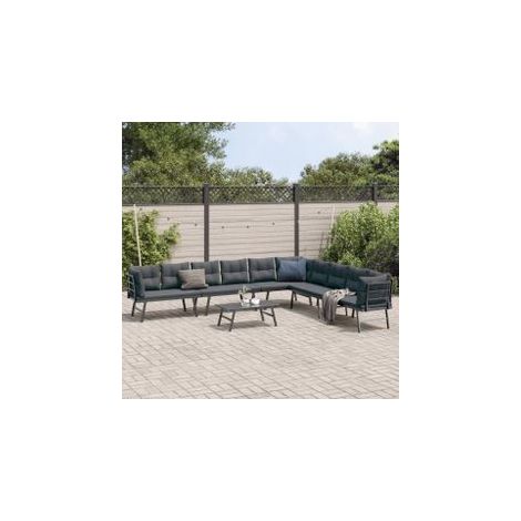 Ensemble de bancs de jardin avec coussins 5 pcs noir (1/5)