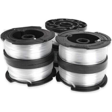 Black + Decker Bobines de Fil Reflex Bobine Fil DéBroussailleuse Bobine Reflex Transparent 6 Bobines 1 Couvercle de Bobine 1 Ressort (1/4)