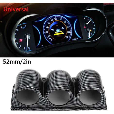 Support de montage triple pour manomètres, 52 mm/2 pouces, 3 trous, style fibre de carbone, pour tableau de bord automobile (1/5)