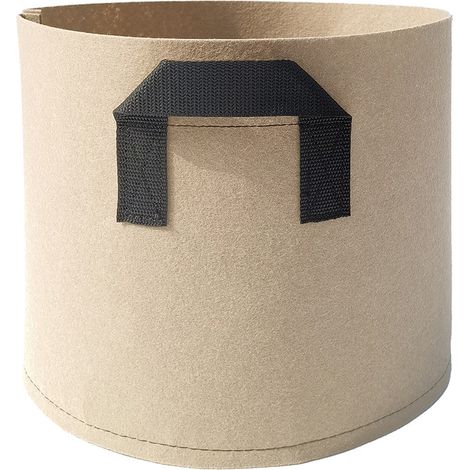 Ensemble de 5 sacs de culture (5 gallons) — Pots épais et respirants en matériau non tissé conteneurs robustes et durables avec poignées — Convient pour une utilisation au jardin (beige) (1/4)